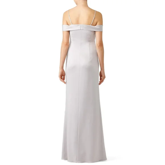 HALSTON HERITAGE Column Floor Length Gown 12 Champagne Draped Formal Prom Bridal - Picture 3 of 16